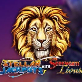 Stellar Jackpots with Serengeti Lions slot logo by Lightning Box Game at Duffspin Casino